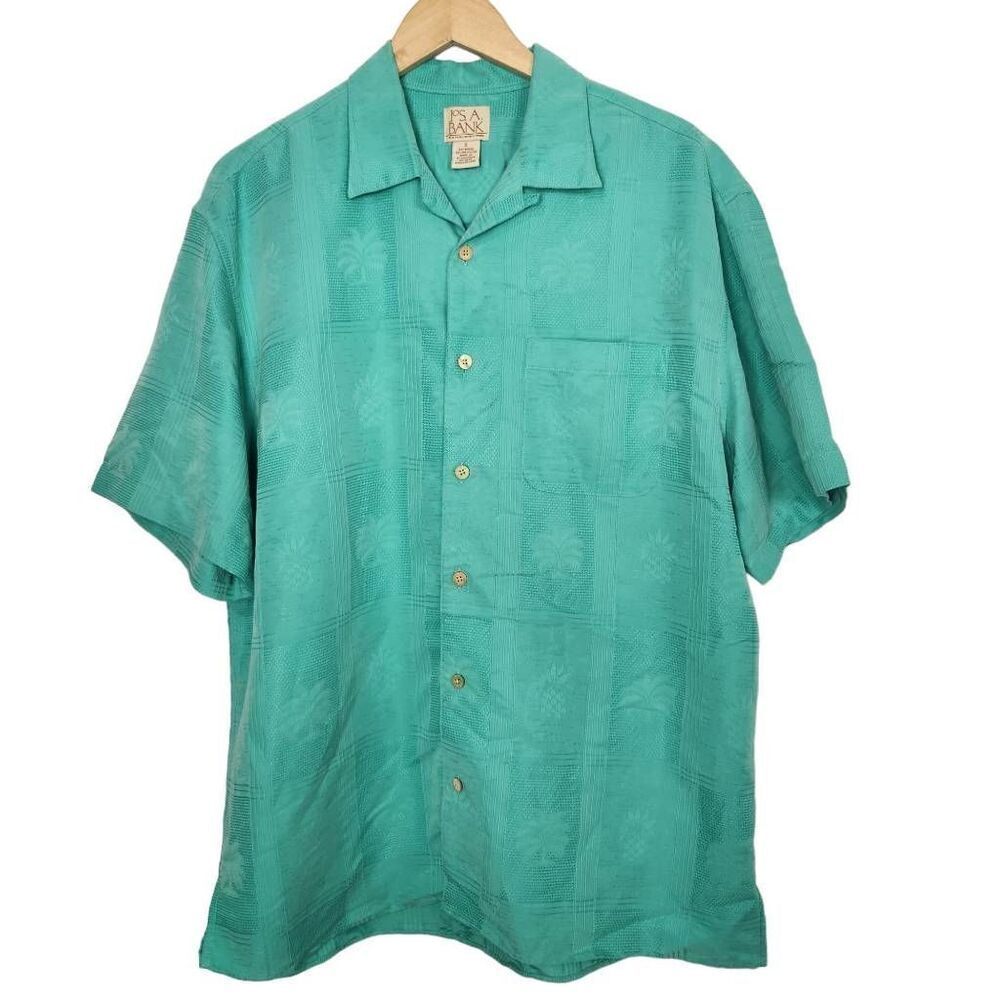 Jos. A. Bank green modal blend palm tree‎ pineapple shirt size Large